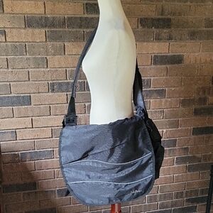 L.L. Bean nylon messenger bag, black/gray